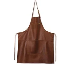 Dutchdeluxes Leather Zipper Apron In Classic Brown