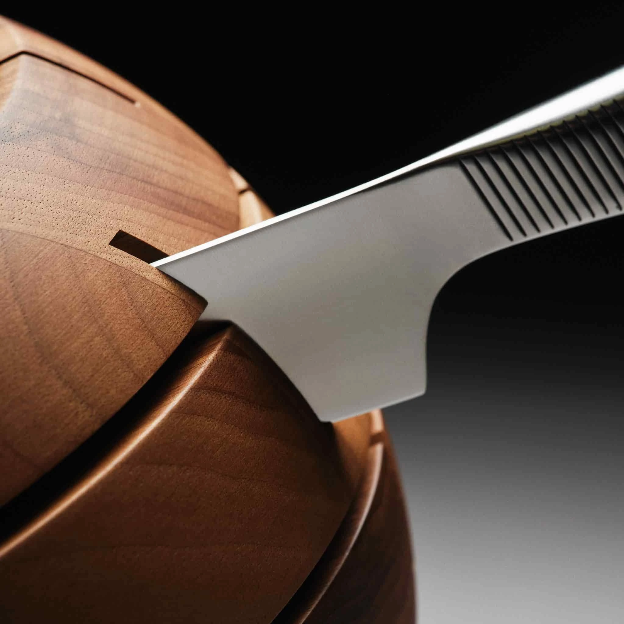 Breka Premium Walnut Knife Block, Stainless Steel Feet - Image 3