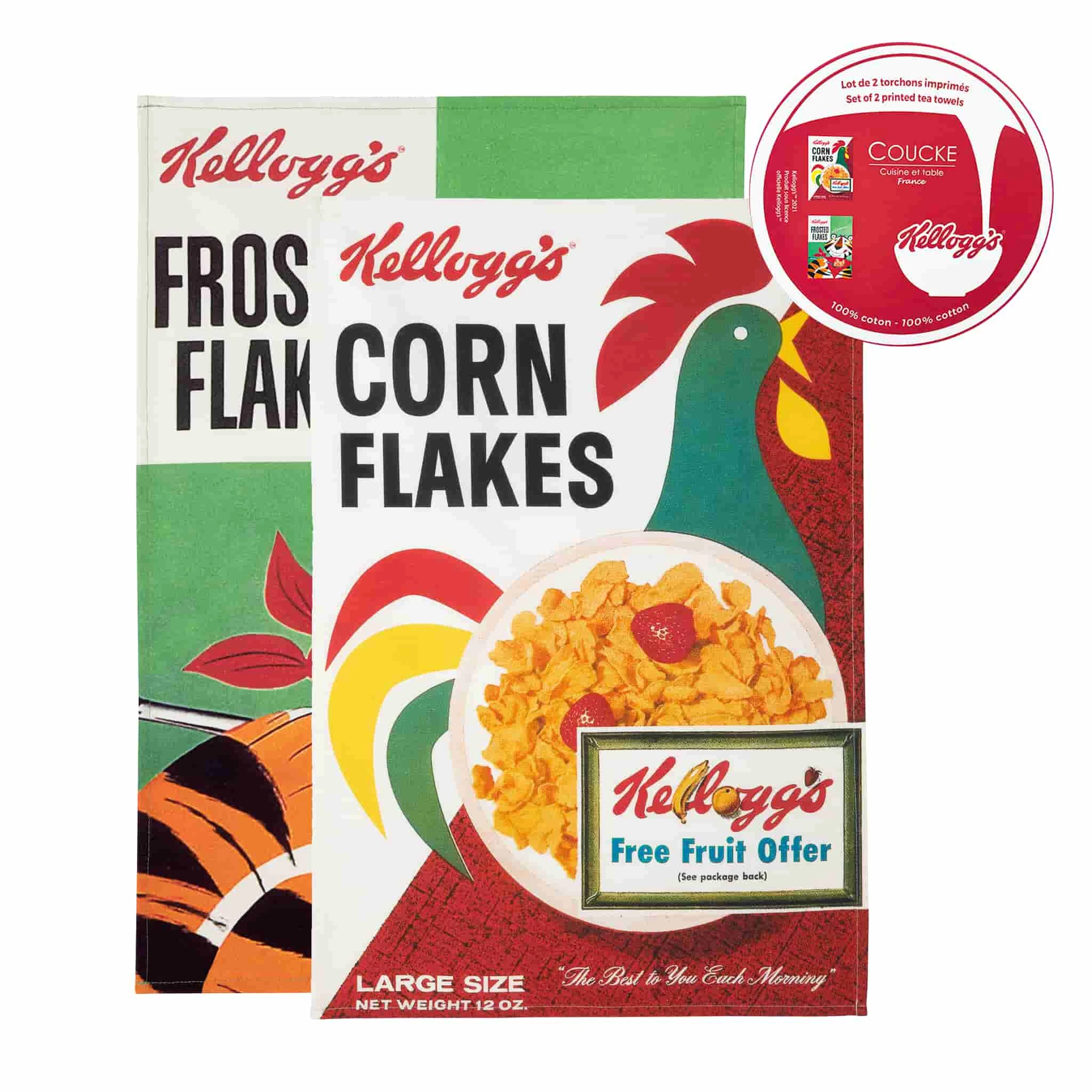 Kellogg's Original Corn Flakes & Frosted Flakes Tea Towels With Gift Box