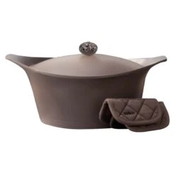 Cookut Multifunction Dutch Oven With Pot Holders, Taupe