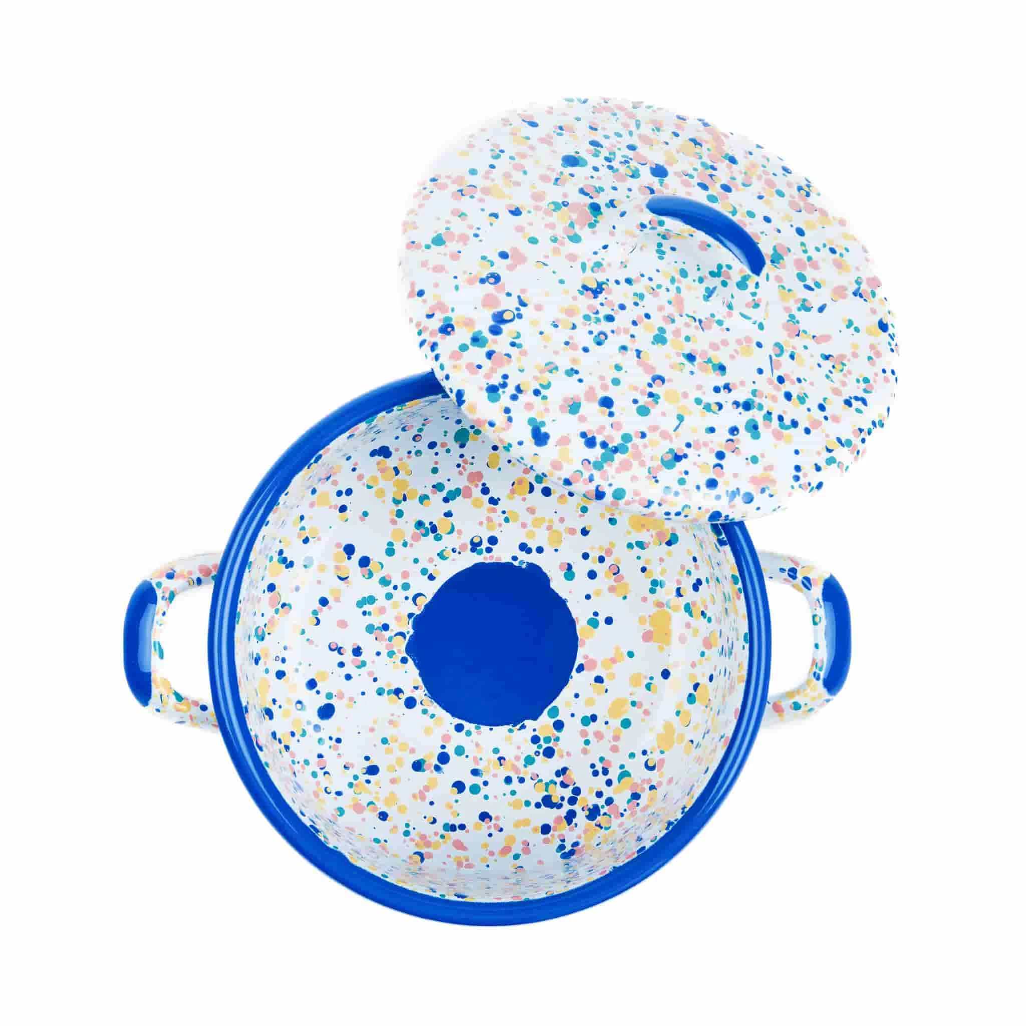 Blue Dot Enamel Casserole With Lid, 18cm - Image 2
