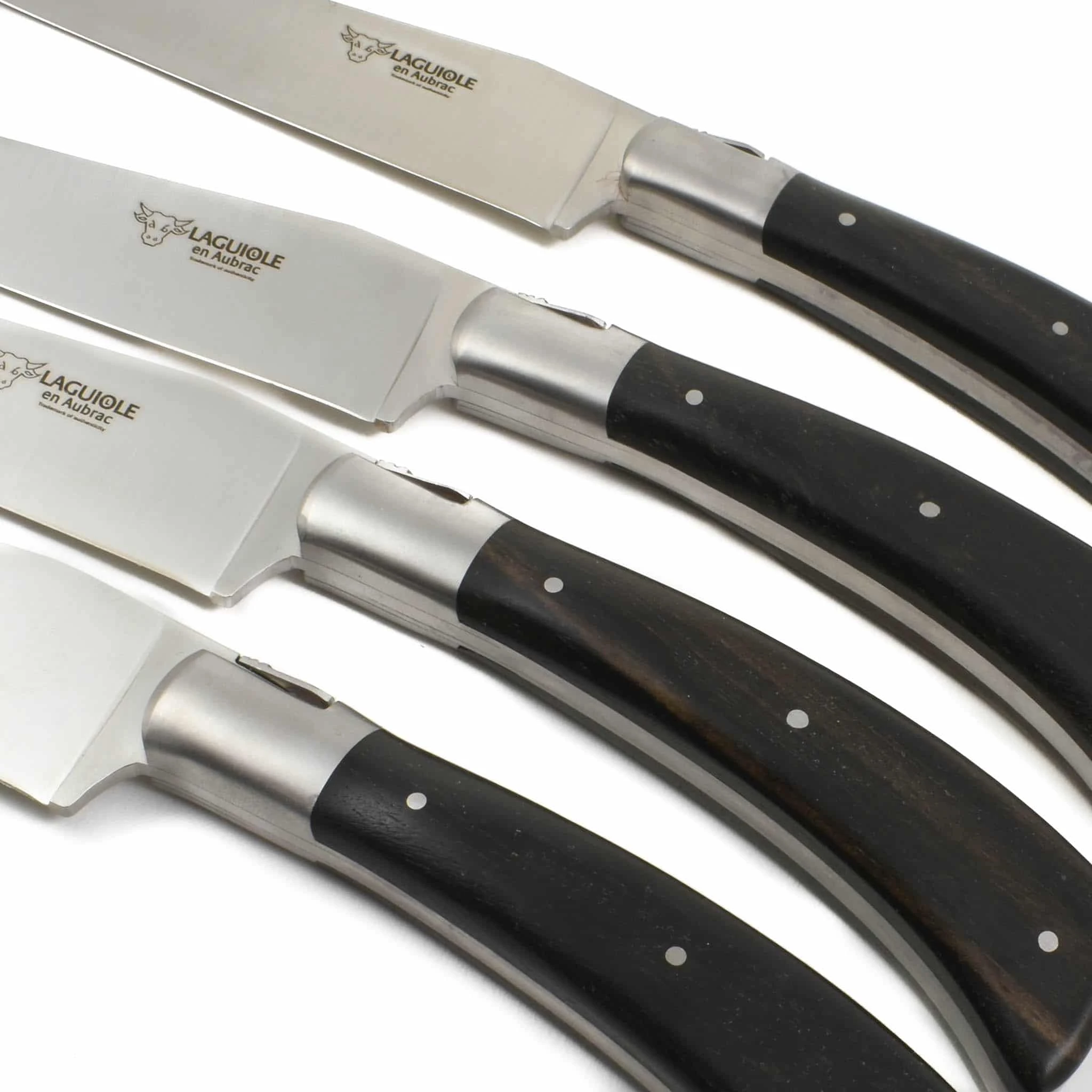 Laguiole En Aubrac Set Of 4 Full Handle American Steak Knives, Ebony - Image 4