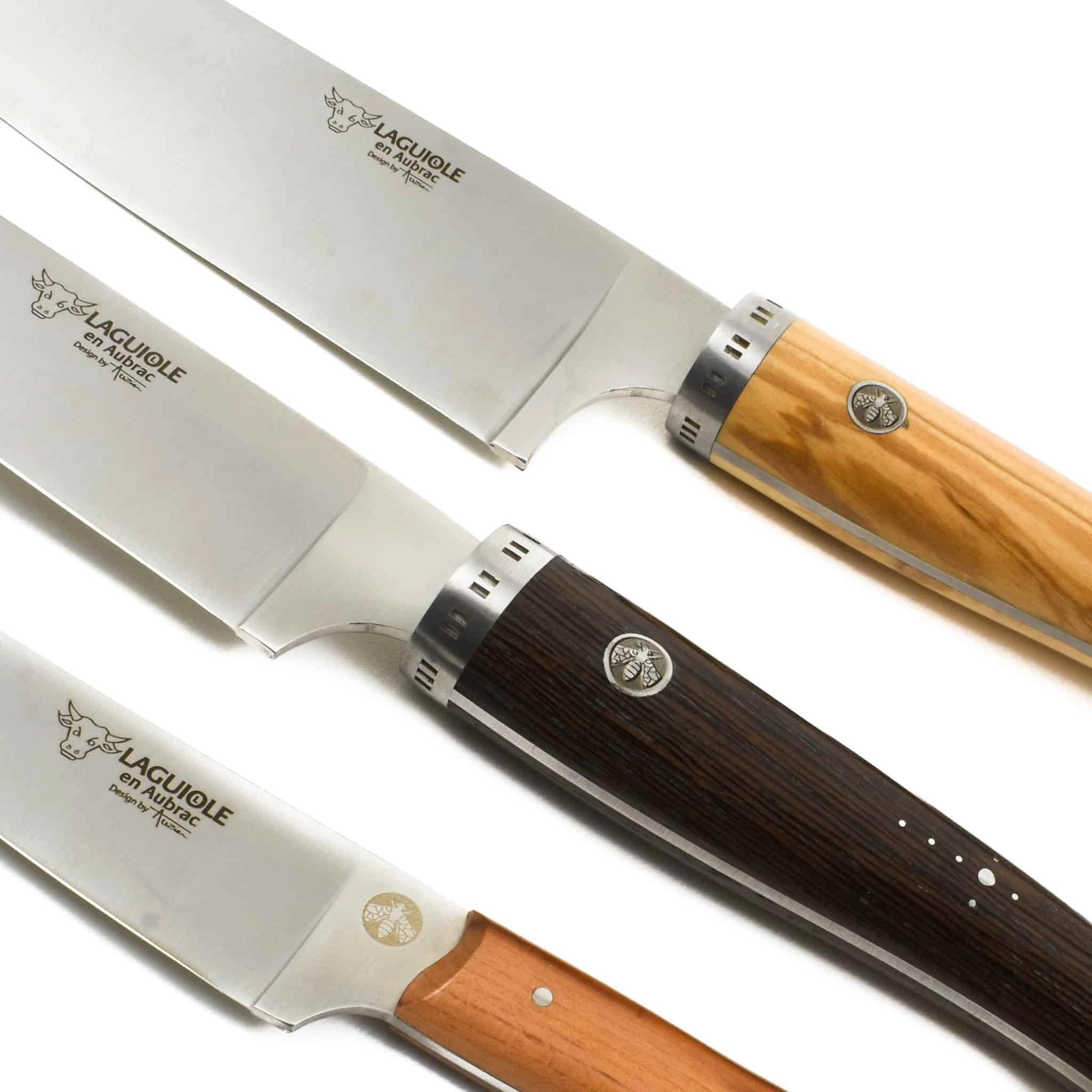 Laguiole En Aubrac Set Of 3 Gourmet Knives In Oak Box, Mixed Woods - Image 4