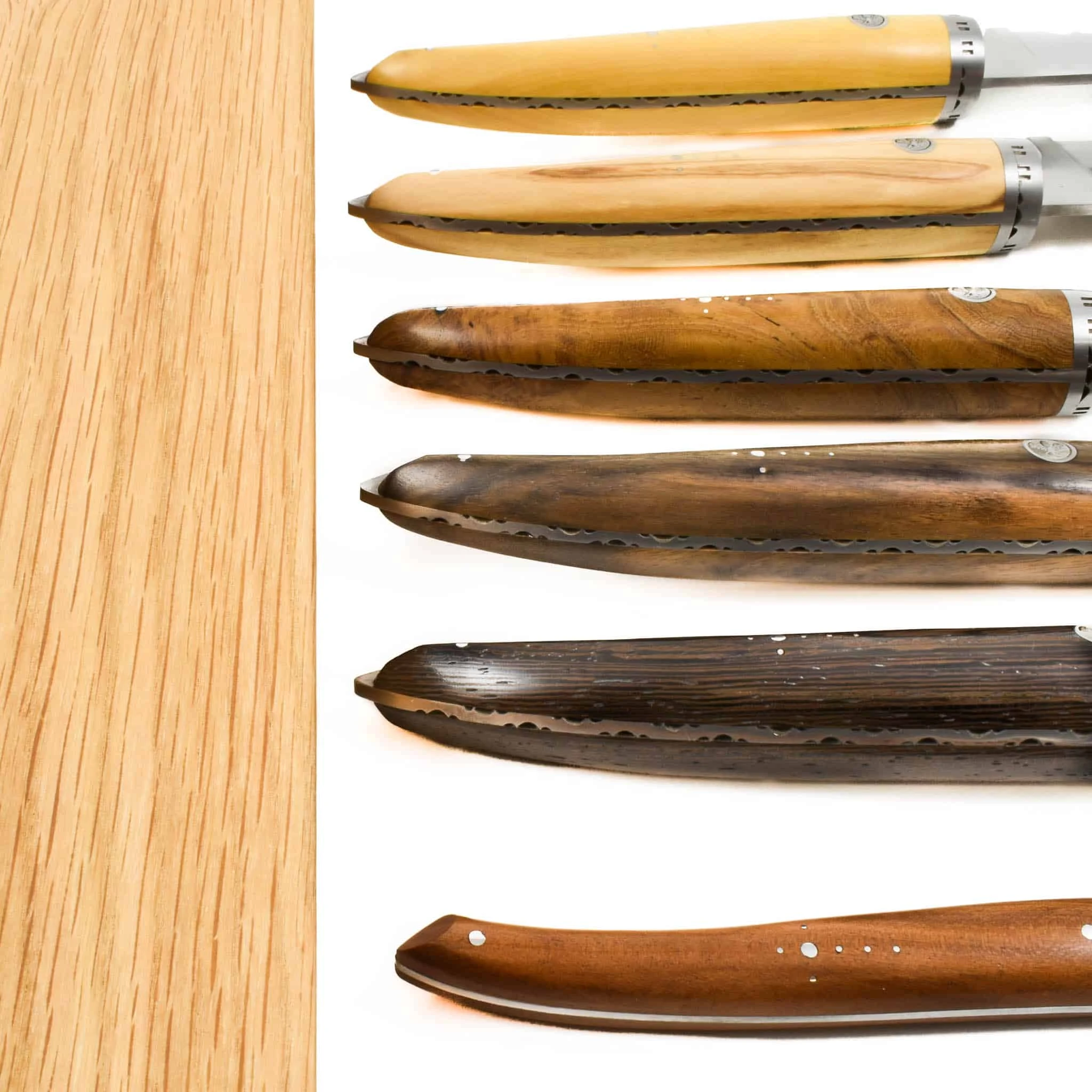 Laguiole En Aubrac Gourmet Knife Block Of 6 Kitchen Knives, Mixed Woods - Image 3