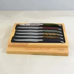 Laguiole En Aubrac Set Of 6 Steak Knives, Striped Wood