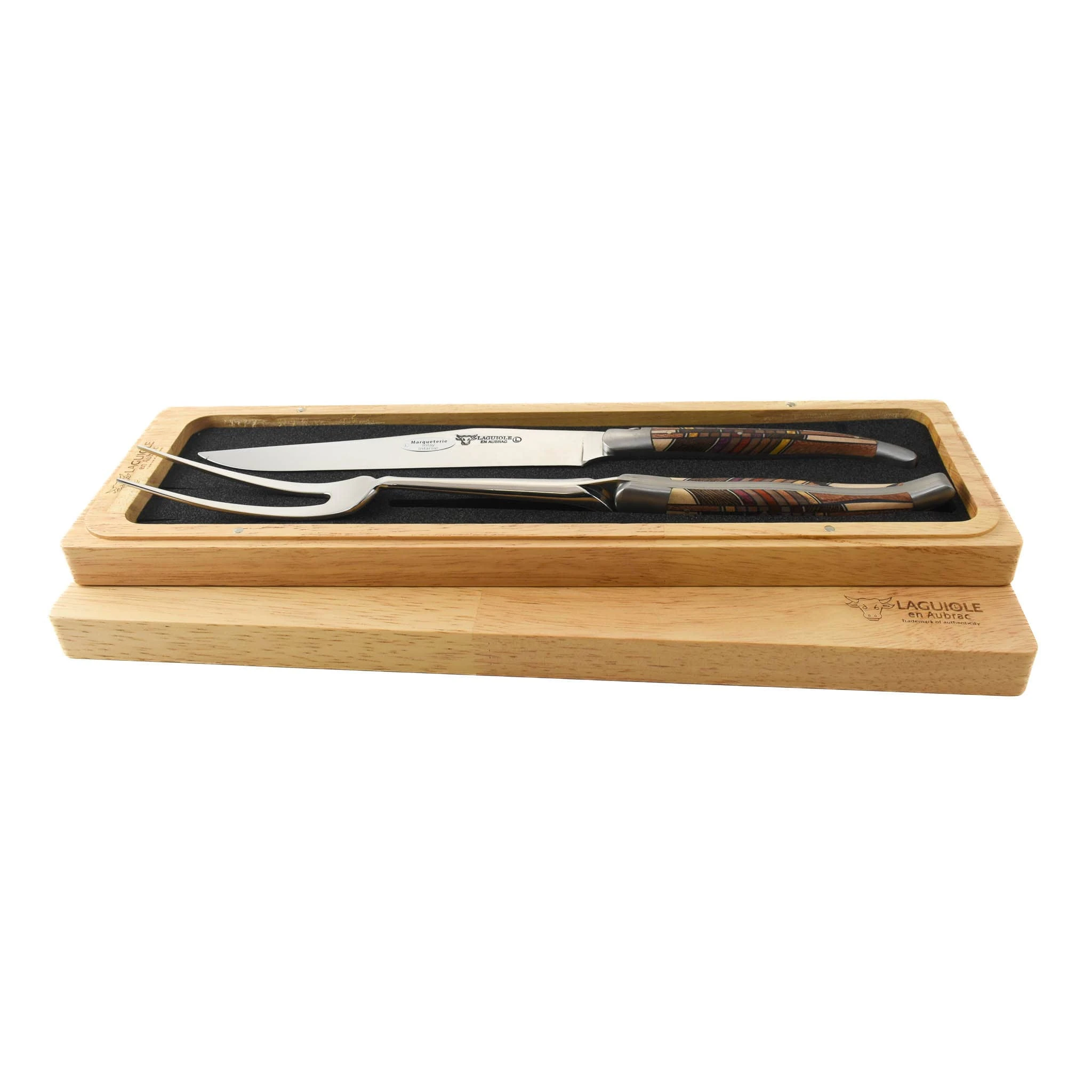 Laguiole En Aubrac Carving Set, Geometric Wood - Image 2