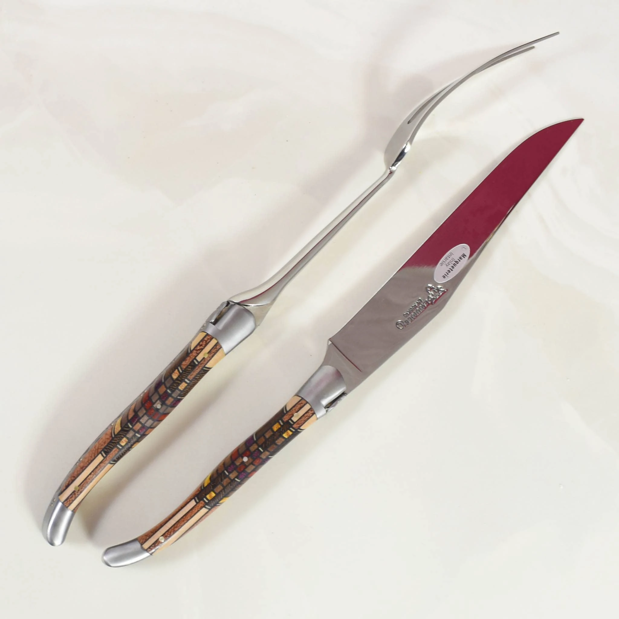 Laguiole En Aubrac Carving Set, Geometric Wood - Image 4