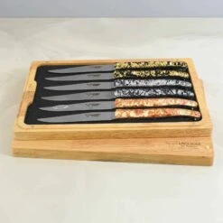Laguiole En Aubrac Set Of 6 Gold, Silver & Bronze Steak Knives