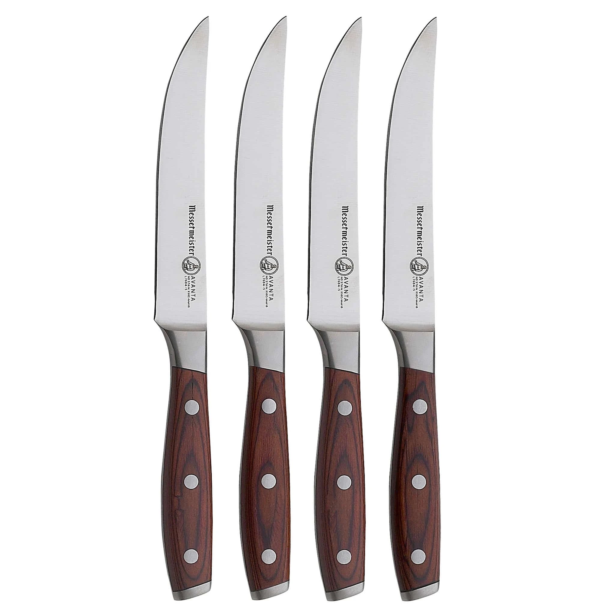 Messermeister Avanta Pakkawood 4 Piece Steak Knife Set, Brown