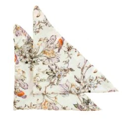 Linen Tales Set Of 2 Bird Print Linen Napkins