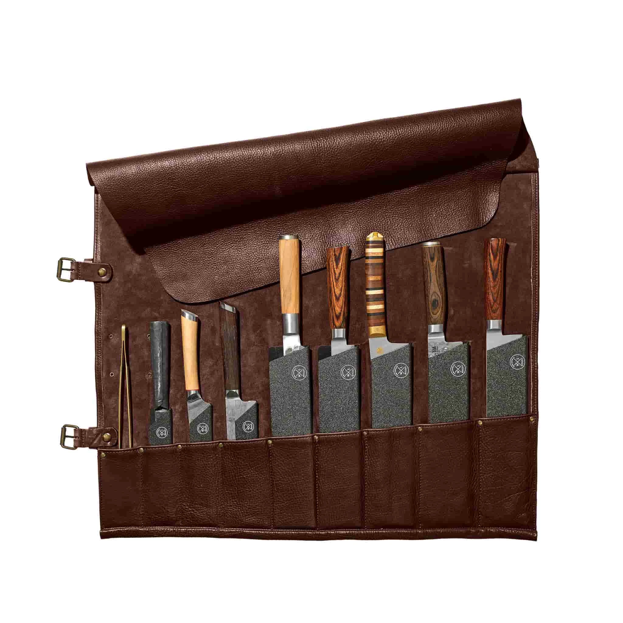 Witloft Leather 9-Pocket Knife Roll, Dark Brown - Image 2